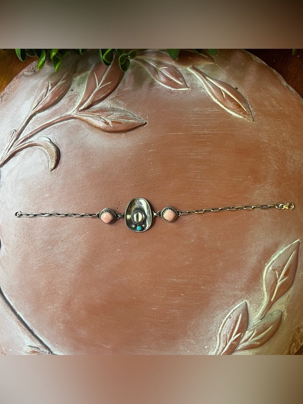 925 Sterling Silver Queen Conch Kingman Turquoise Cowboy Hat Bracelet 7.5 - Picture 5 of 10